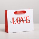 Пакет подарочный ламинированный горизонтальный LOVE, S 15 x 12 × 5,5 см 